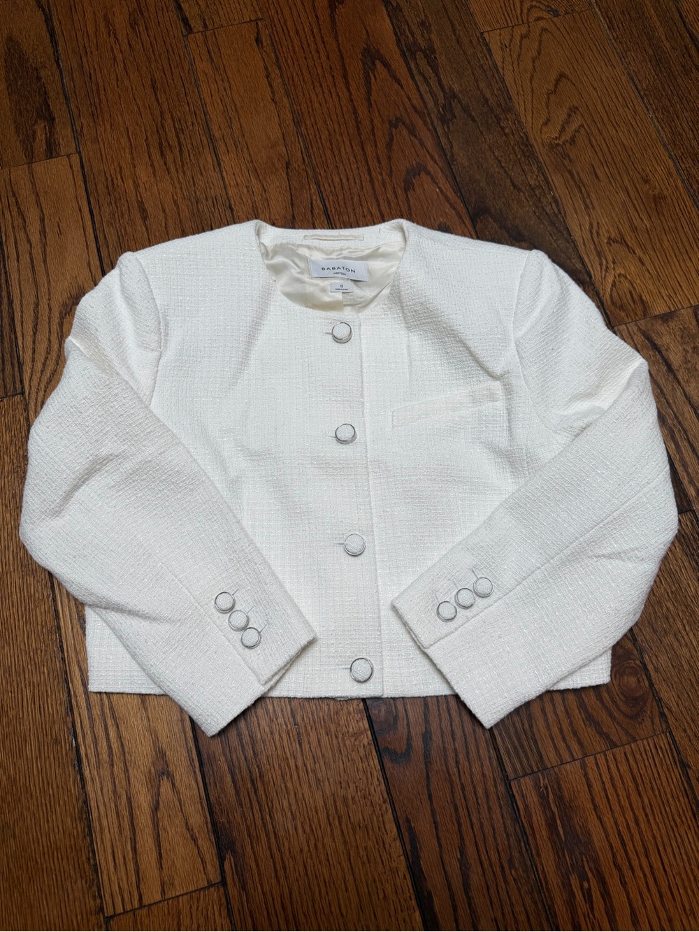 Babaton Cream Textured Tweed Jacket